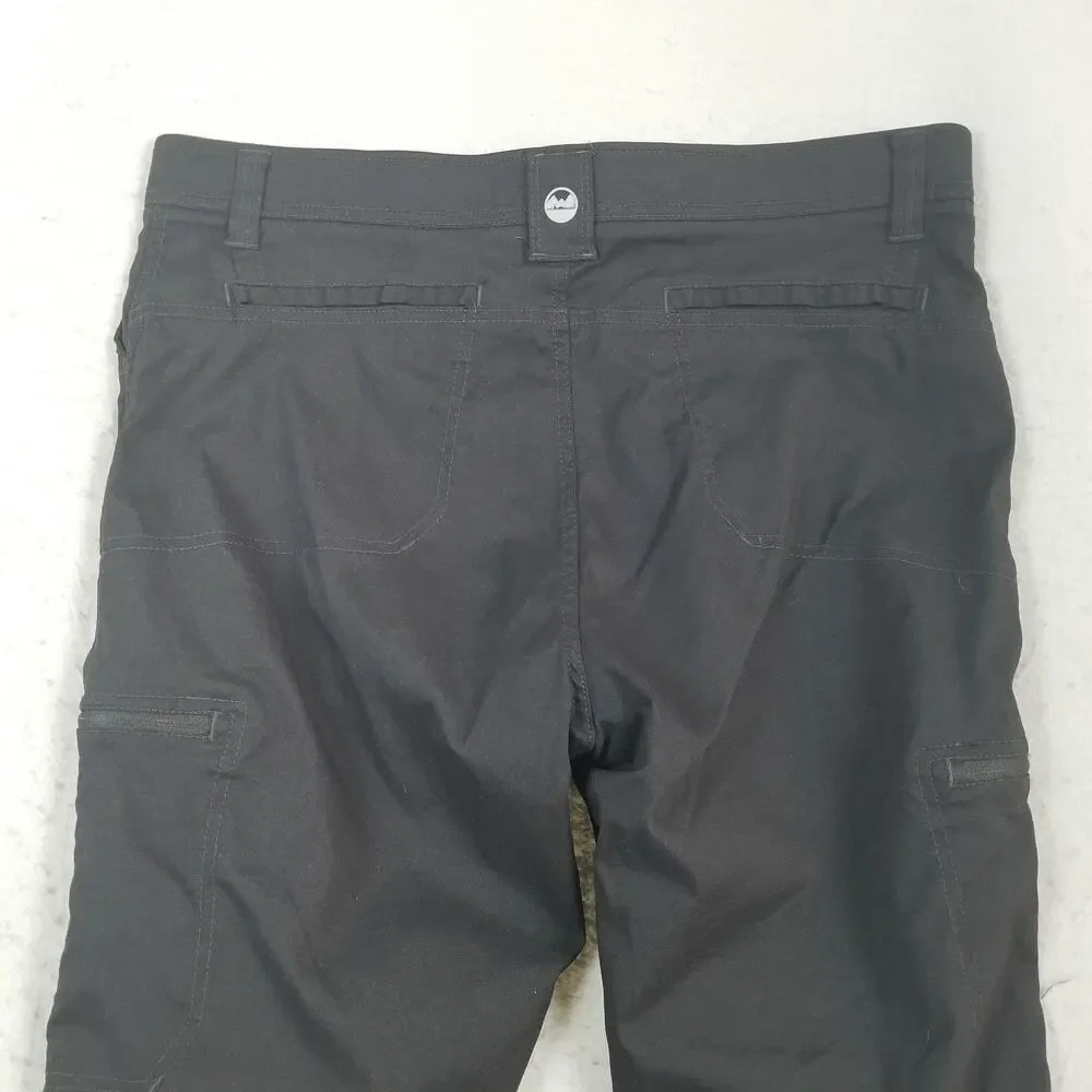 Wrangler Pants Mens 38x30 Black Nylon Spandex Hiking Cargo Zip‎ Pocket Outdoor